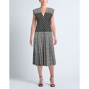 TORY BURCH Claire Floral Midi‎ Dress Black White NWT Sz 4